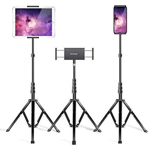 elitehood Aluminum iPad Stand Tripod, 65'' Tall Floor Tripod for iPad | Heavy Duty Aluminum Tablet Tripod, Easy Adjustable iPad Holder Stand for Music, Designed for Musicians, Fits 4.7-13in Tablets - style: Side-Clamp Holder