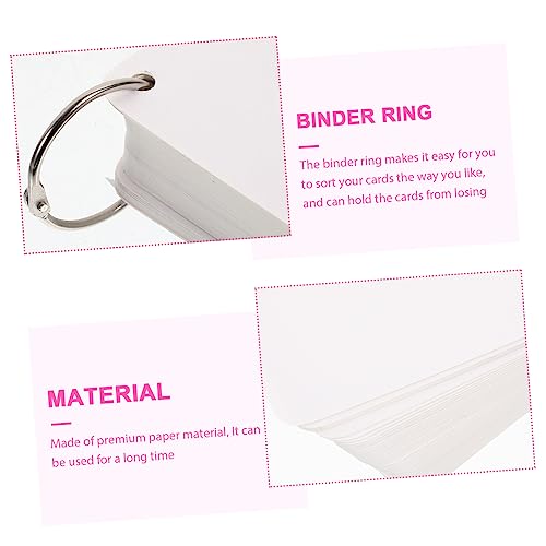Veemoon 1Set Blank Flash Cards Pre Hole Punched Notecards with Binder Rings Multipurpose Hand Painting Cards for Learning Note Taking and Crafting Activities