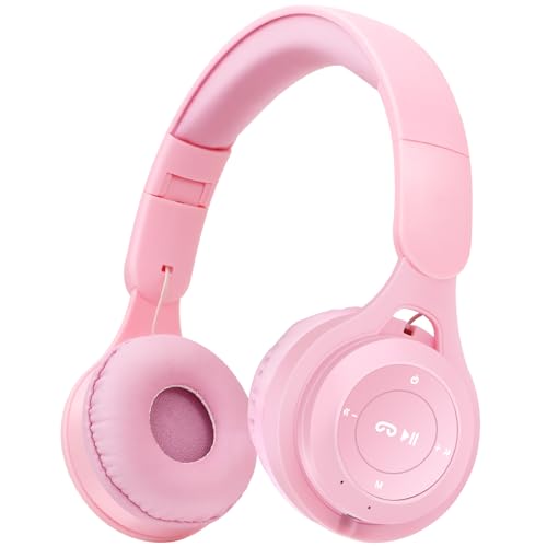Kids Bluetooth Headphones, Over Ear Children's Wireless Bluetooth 5.3 Headsets, Built-in Mic, Comfortable Wear & HD Sound, Kids Headphones for Boys Girls School Travel iPad Tablet (Pink) - color: Pink