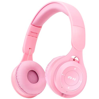 Kids Bluetooth Headphones, Over Ear Children's Wireless Bluetooth 5.3 Headsets, Built-in Mic, Comfortable Wear & HD Sound, Kids Headphones for Boys Girls School Travel iPad Tablet (Pink) - color: Pink