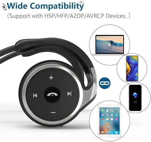 itayak Behind The Head Headphones, Bluetooth 5.0 Neckband Around Head Headphones Lightweight Small Foldable Wireless Sports Sweatproof Headset with Microphone & Carrying Case (Black) - color: Black