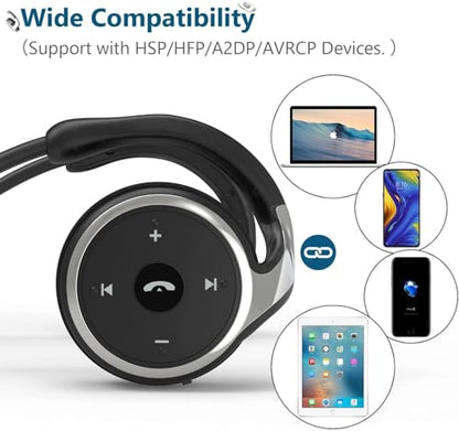 itayak Behind The Head Headphones, Bluetooth 5.0 Neckband Around Head Headphones Lightweight Small Foldable Wireless Sports Sweatproof Headset with Microphone & Carrying Case (Black) - color: Black