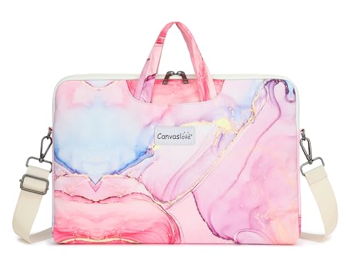 Water Resistant Laptop Shoulder Sleeve Case Bag for MacBook Pro 16 inch and 15.6 inch and 16 inch laptop (Pink Marble) - color: Pink Marble