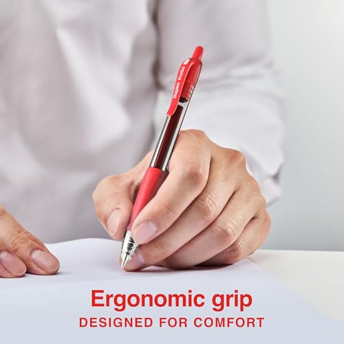 STAPLES ProGel™ Retractable Gel Pen, Fine Point, 0.7mm, Red Ink, 5/Pack - color: Red, size: 5 Pack, style: Fine Point