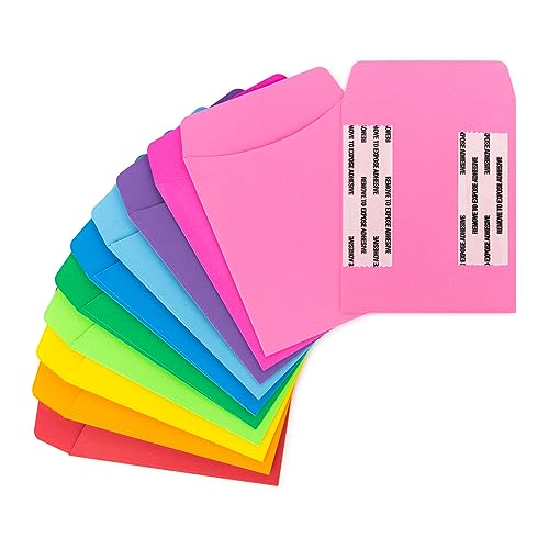 Hygloss 100 Pcs Library Card Pockets 3.5x5 Inch - Self-Adhesive Pocket Envelopes - 10 Assorted Colors Classroom Envelope Pockets - Ideal for Organizing - Colorful Small Library Book Pocket - color: 10 Assorted Colors, style: 100 Pockets