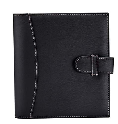 It's Academic Mini Executive Leather Portfolio Folder, 1" Ring Binder and 250-Sheet Capacity, Note Pads, and 5.5"" x 8.5" Documents, 2 Pen Loops, Black Faux Leather (98294) - color: Black, style: 8.5" x 9"