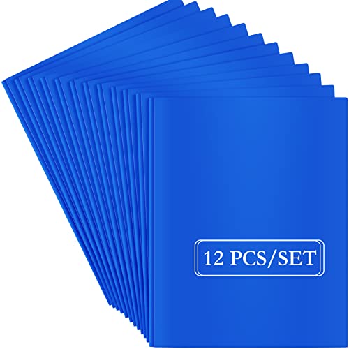 ViVin 12 Pack Plastic Folders with Pockets and Prongs, Heavy Duty 2 Pocket Folders with 3-Prong Fasteners, Poly File Holds 8-1/2" x 11" Paper for School Office Home (Blue) - color: Blue, size: 12 PACK