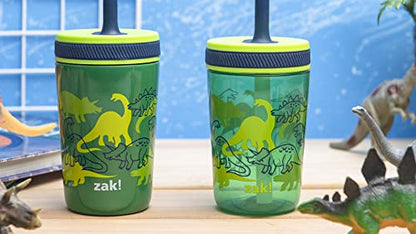 Zak Designs Dino Camo Kelso Tumbler 3pc Set, Leak-Proof Screw-On Lid with Straw, Bundle for Kids Includes Plastic and Stainless Steel Cups with Additional Sipper - color: Dino Camo, size: 3 Piece Set (Pack of 1)