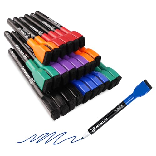 maxtek Magnetic Dry Erase Markers, Fine Tip, 24 Count, 6 Colors | Built-in Eraser, Low Odor, Whiteboard Markers - style: 24 Count 6 Colors