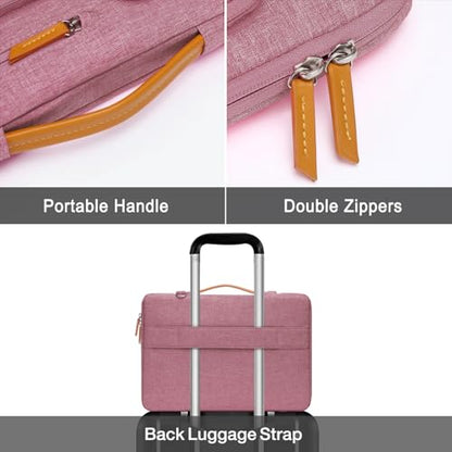 MOSISO 360 Protective Laptop Shoulder Bag,13-13.3 inch Computer Bag Compatible with MacBook Pro 14, HP, Dell, Lenovo, Asus Notebook,Side Open Messenger Bag with 4 Zipper Pockets&Handle, Dusty Rose - color: Dusty Rose, size: 13.3 inch