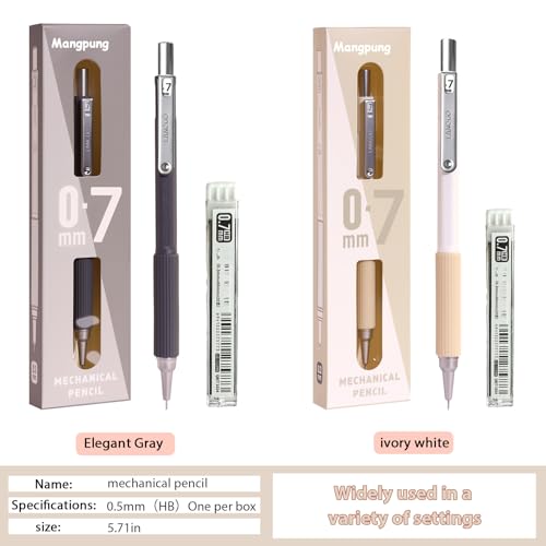 2Pcs 0.7 mm Metal Mechanical Pencils Set,Lead Drafting Pencil with 2 Tube Lead Refills for Art Writing, Sketching Drawing - size: 0.7mm