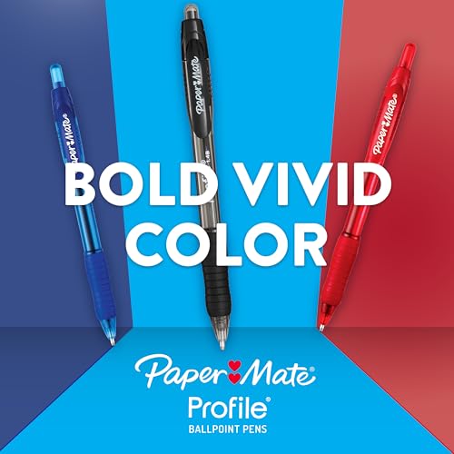 Paper Mate Profile Retractable Ballpoint Pens, Bold Point (1.4mm), Black, 144 Count, Pack of 12 - size: 12 Count (Pack of 12)