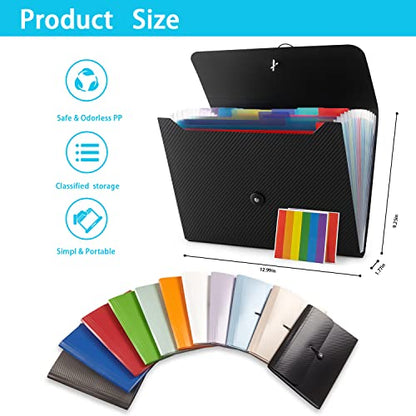 Nicfaec Expanding File Folder, 13 Pockets, Light Blue, Polypropylene for Work, School, Home, Office - color: 1pcs-mblue