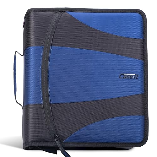 Case-it The Dual 2.0 2-in-1 Zipper Binder | Two 2-Inch D-Rings, 700 Sheet Capacity, 5-Subject Expanding File Folder, Multiple Pockets & Storage Organizer, Shoulder Strap | Dual-301 Blue - color: Z Blue, size: 1 Pack