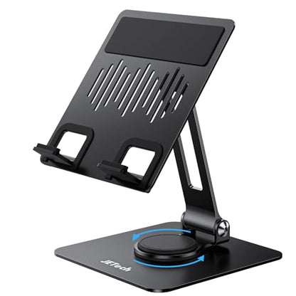 JETech Tablet Stand, Adjustable Swivel Desktop Holder with 360 Degree Rotating Base, Foldable Cradle for iPad/iPad Air/Pro/Mini, Galaxy Tab A11/A9/S11/S10 FE, Tab/Phones(4-13"), Black - color: Black