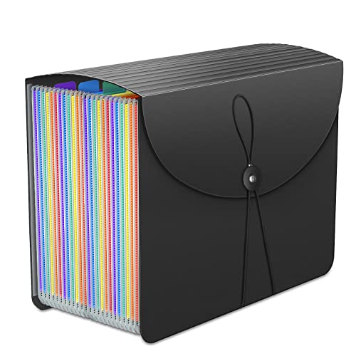 24 Pockets Expanding File Folder,Accordion File Organizer,Document Organizer Letter Size,Expandable Filing Box,Special Designed for Portable Use,Accordian Folders,Plastic (Rainbow) - color: Rainbow
