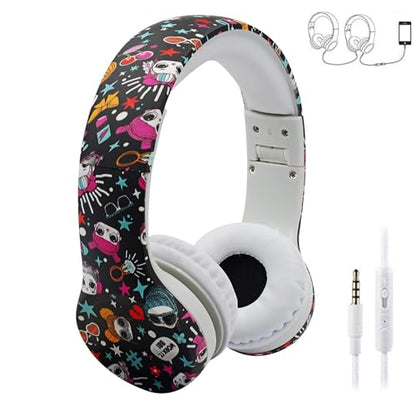 Girls Headphones for Kids,Toddler Kid Headphones with mic & Audio Sharing Port+ Volume Limited,Boys Girls Baby Children Toddlers School use（(Girls Headphones) - color: multi colour