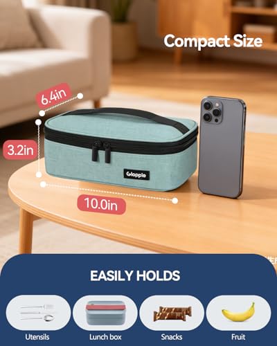 Gloppie Little Lunch Bag Small Insulated Lunch Box for Women Kids Lunchbox Mini Lunchbag Portable Cooler Bags Petty Lunch Pail Reusable Snack Container, Green - color: Green