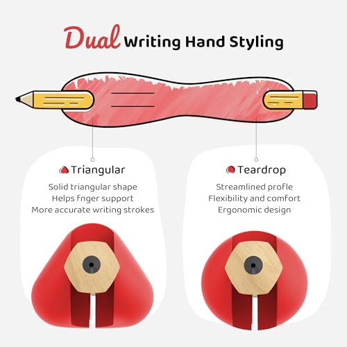 3 Pack Silicone Pencil Grips for Kids & Adults, Ergonomic Dual-Head Design for Handwriting, Drawing & Coloring, Improves Grip Control, Pink/Red/Yellow - color: Pink,red,yellow