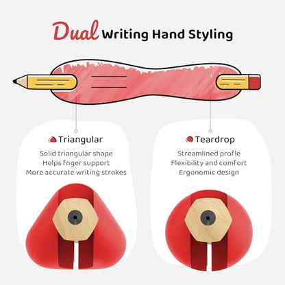 3 Pack Silicone Pencil Grips for Kids & Adults, Ergonomic Dual-Head Design for Handwriting, Drawing & Coloring, Improves Grip Control, Pink/Red/Yellow - color: Pink,red,yellow