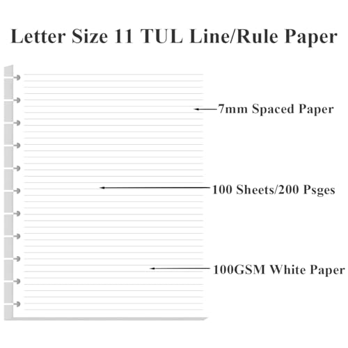 Letter Size Discbound Refill Paper, 11 Disc Paper Refill for Note-Taking System Discbound Planner, 100Sheets / 200Pages Discbound Paper, 100gsm, White, 8.5'' x 11'' - size: 100 Sheets, style: 11-Disc/Letter Size