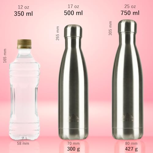 Mont-Clair Stainless Steel Water Bottle, Vacuum insulated - BPA Free, 12h Hot & 24h Cold Drinks, Metal Water Bottle 17 oz Leakproof, Ideal for Adult, Kids, Running - Red - color: Red, style: 17 Ounces