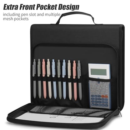 Uquelic Accordion File Organizer Binder with Multi-Pockets, 13 Pockets | Expanding Folders with Handle and Labels, Portable Home Travel Safe Storage for Letter A4 Files and More (Black)