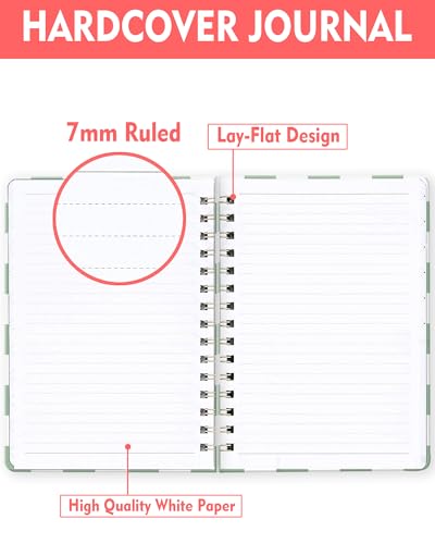 Spiral Journal Notebook for Women, Hardcover A5 College Ruled Notebook, 120 Pages, Thick Paper, Cute Lined Journal for School, Office & Work, 6 x 8.4 in(Sage Green Plaid) - color: Sage Green Plaid