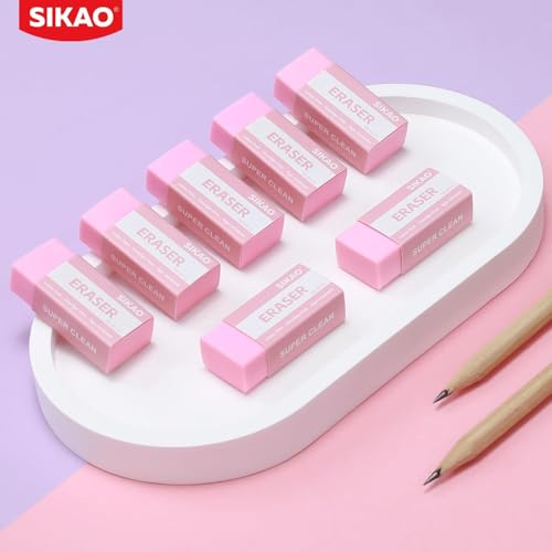 Pink Erasers, 12 Pack Block Pencil Erasers | Smudge-Free Latex-Free Cute Erasers for Girls, School Supplies, Clean Erase for Homework, Journaling & Drawing - style: Pink