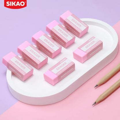 Pink Erasers, 12 Pack Block Pencil Erasers | Smudge-Free Latex-Free Cute Erasers for Girls, School Supplies, Clean Erase for Homework, Journaling & Drawing - style: Pink