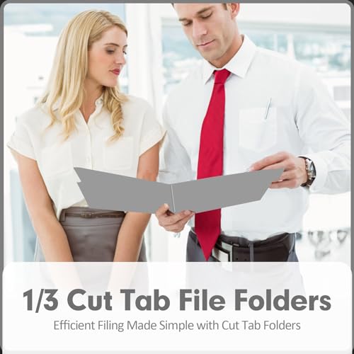 File Folder, PANDRI 120 Pack File Folder, 1/3 Cut Tab, Letter Size, Filing Folder for Office School Business, Grey - color: Grey