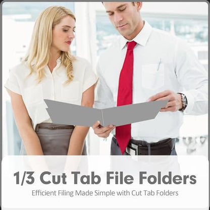 File Folder, PANDRI 120 Pack File Folder, 1/3 Cut Tab, Letter Size, Filing Folder for Office School Business, Grey - color: Grey