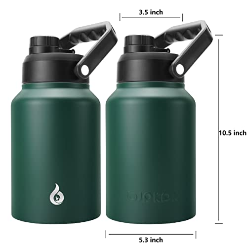 BJPKPK 64 oz Insulated Water Bottle, Dishwasher Safe Half Gallon Water Bottle with Ergonomic Handle, BPA Free Leak Proof Water Jug for Sports, Metal Jug with Anti-slip Bottom, Army Green - color: Army Green, style: 64oz