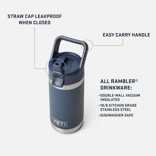 YETI Rambler Jr. 12 oz Kids Bottle, with Straw Cap - color: Navy