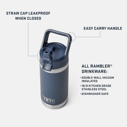 YETI Rambler Jr. 12 oz Kids Bottle, with Straw Cap - color: Navy