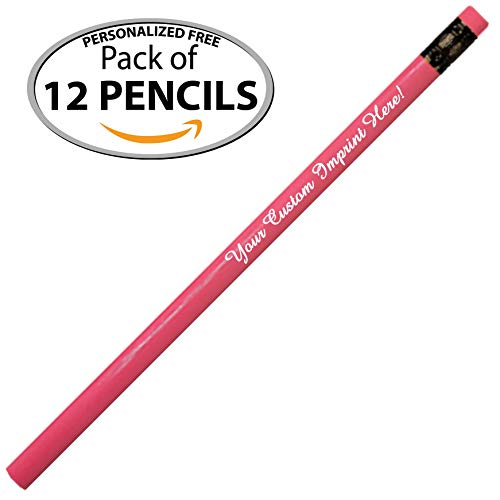 Express Pencils™ Personalized Pencils Round Neon Colors Custom Imprinted with your Name - Text - Logo - Message- 12 pkg - ** Includes Personalization ** Great Gift Idea (Neon Pink) - color: Neon Pink