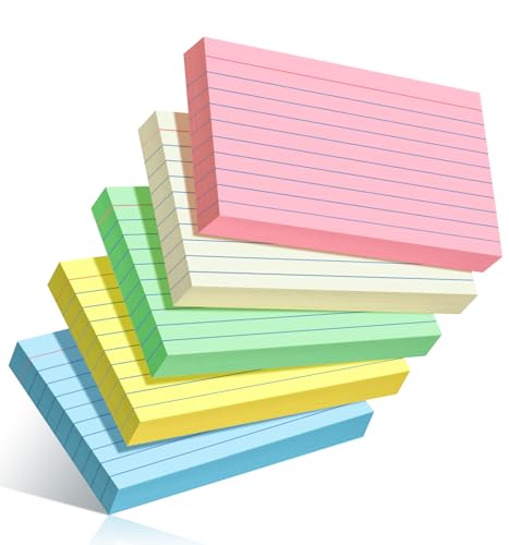 YIZUUN 250 Pack Colored Index Cards 3x5, Flash Cards for Studying, Heavy Note Cards 3x5 for Office, Home and College, 5 Colors, Each Color Individually Wrapped, 50 Pack Per Package - color: Multi-Color-（Cream/Pink/Yellow/Blue/Green）, size: 3 x 5