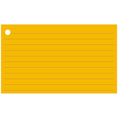 Colonial Cards: 150 Color Cardstock 3" x 5" Index Cards, Gold, Lined Landscape Format with Corner 1-Hole Punched and 4 Binder Rings - color: gold