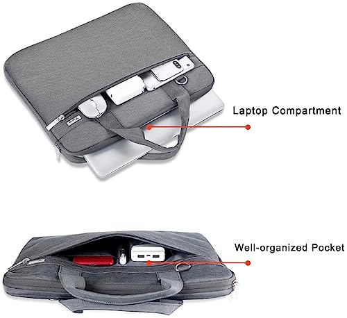 Voova Laptop Bag 13-14 Inch, 360° Protective Laptop Case Sleeve with Shoulder Strap Compatible with Macbook Air 13, MacBook Pro 13/14, Waterproof Computer Bag Slim Briefcase for Men Women, Grey - color: Grey, size: 13-13.5 inch
