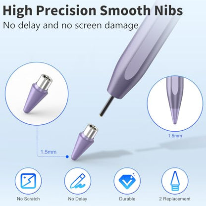 Stylus Pen for iOS&Android Touch Screens, Active Pencil for Samsung, Smart Digital Stylus Pens for Lenovo/Huawei/Vivo/Mi and Other Tablets, iPhone/Google Pixel Smart Phones Drawing&Writing (Purple) - color: Purple