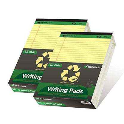 KAISA Legal Pad Writing Pads, 5"x8" Legal Ruled, 8.5"x11.75" Wide Ruled, 56GSM Paper Notepads, 12pads (Canary 24pad, 8.5x11.75inch) - color: Canary 24pad, size: 8.5x11.75inch