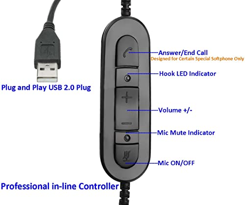 USB Headset with Microphone Noise Cancelling for PC, Computer Laptop Headphone with Mic In-Line Control for Office Softphones Teams Business Skype Zoom Conference Calls Online Course Voice Recognition - color: Multi-Purpose USB Headset Mono KML02USB