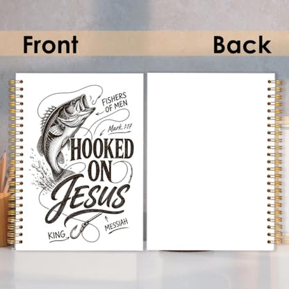 Christian Fishing Spiral Notebook for Women Men 5.5x8.3 Inch | Fishers of Men Mark 1:17 Bible Verse Religious Notebook Journal,Christian Fishermen Gifts for Women Men - color: Christian Fisherman white