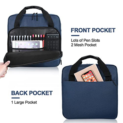 4 Inch 3 Ring Zipper Binder D-Ring, Binder with Strap 800 Sheet Capacity & Multi-Pockets School and Office Binder Organizer, Compatible with 13-Inch MacBook(Patent Design Dark Blue) - color: Dark Blue, size: 4Inch-D-ring