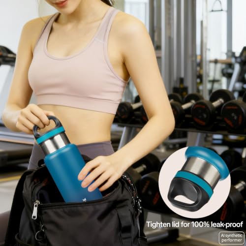 BJPKPK Insulated Water Bottle 32OZ Stainless Steel Water Bottle with Handle Double Walls Vacuum Insulated BPA Free Flask, Indigo Black - color: Indigo Black, size: 32 Ounces