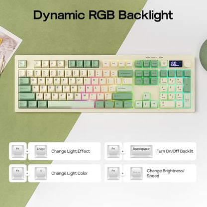 EPOMAKER Aula S102 PRO Membrane Gaming Keyboard w/TFT Screen & Volume Knob | Silent Keyboard w/ Number Pad for PC Game/Office, BT/2.4G/USB, RGB Backlit, Creamy Silicone Structure (Yellow) - color: Yellow