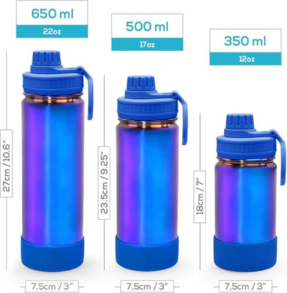 CHILLOUT LIFE 12oz Kids Insulated Stainless Steel Water Bottle with Leak Proof Spout Lid & 144 Stickers - color: Dinosaur, style: 12 oz
