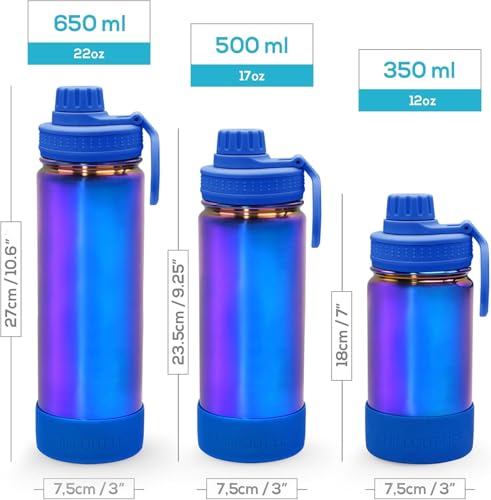 CHILLOUT LIFE 12oz Kids Insulated Stainless Steel Water Bottle with Leak Proof Spout Lid & 144 Stickers - color: Rainbows, style: 12 oz