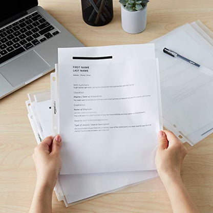 Amazon Basics Heavy Duty Non-Glare Sheet Protector for Documents, 3 Ring Binder, Top Loading, Letter Size, Clear, 500-Pack - size: 500 Pack, style: Non-glare Finish
