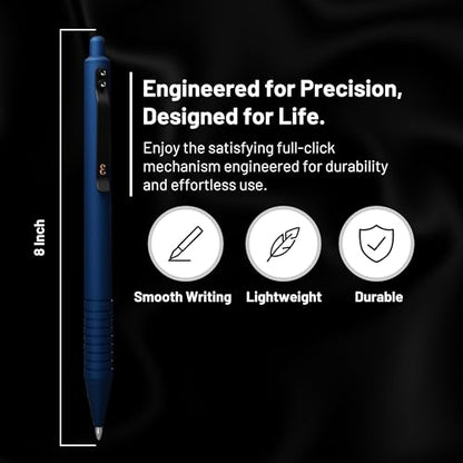 Everyman Midnight Super Matte Grafton Pen & Refill Set | Refillable Metal 0.7mm Gel Pen with 3 Smooth Black Ink Refills | Premium EDC Writing Tool for Office, Work, Travel & Gifting - color: Midnight, style: Pen with Refills Bundle